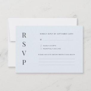 Modern Ice Blue & Charcoal Warped Grid RSVP Card
