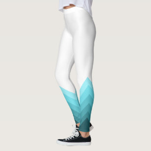 Modern Ice Blue Ombre Chevrons Leggings