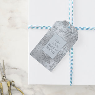 Modern Ice Blue Snowflakes Gift Tag