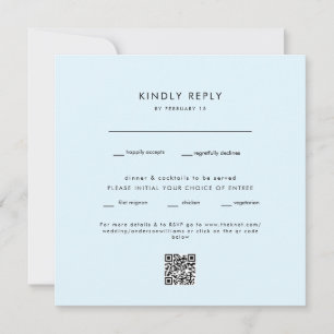  Modern Ice Blue Square Wedding QR Code RSVP