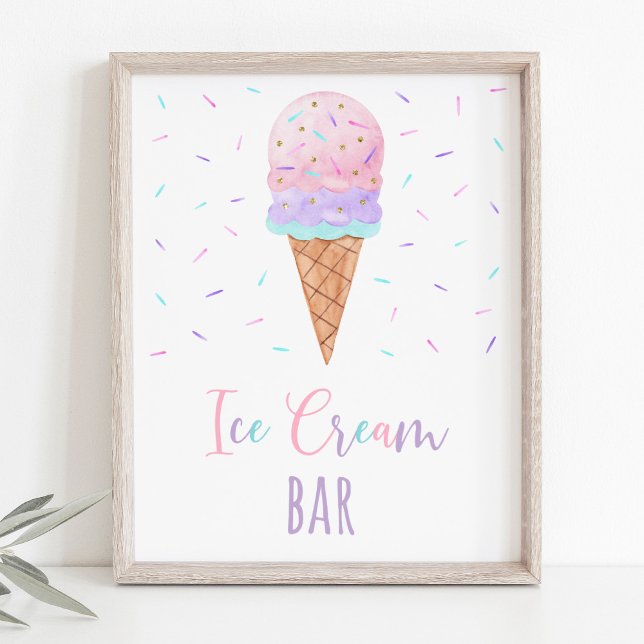 Modern Ice Cream Bar Birthday Sign (Creator Uploaded)