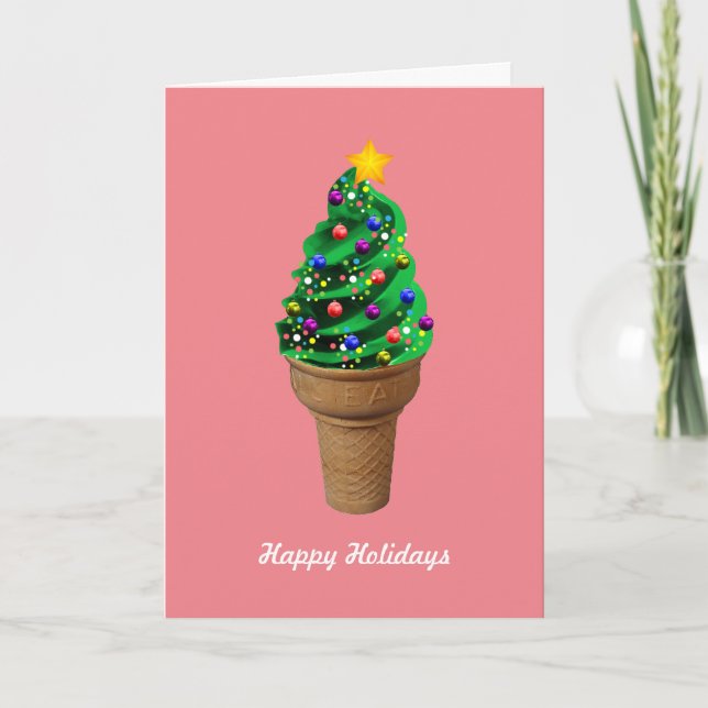 Modern Ice Cream Christmas Tree Greetings Card (Front)