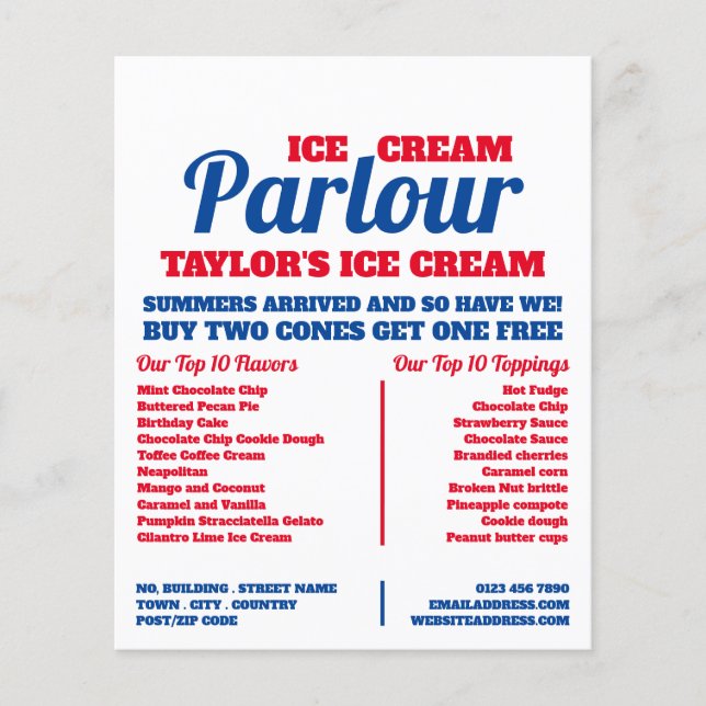 Modern Ice Cream Parlor Advertising Flyer (Front)
