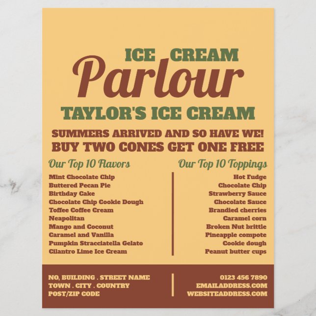 Modern Ice Cream Parlour Advertising Flyer (Front)