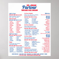 Modern Ice Cream Parlour Menu