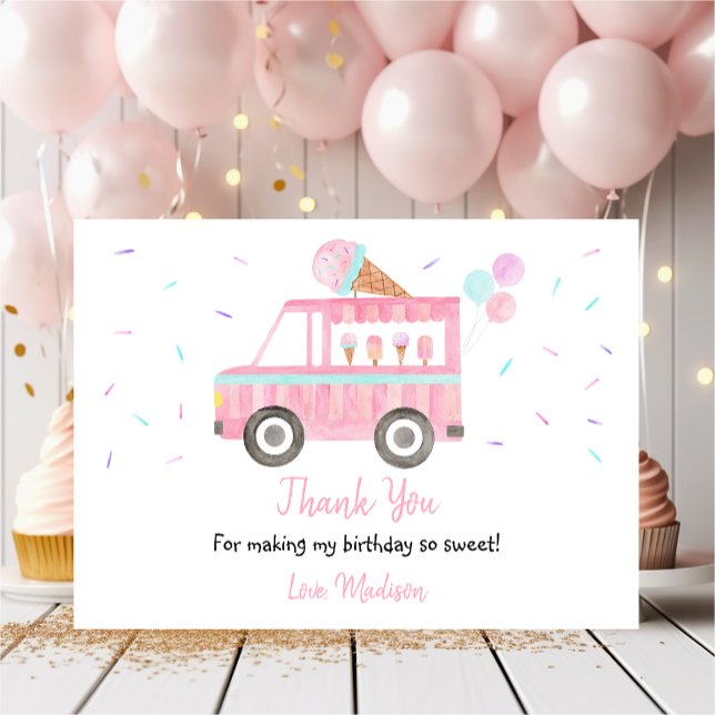 Modern Ice Cream Truck Birthday Thank You Card (Creator Uploaded)