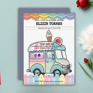 Modern Ice Cream Truck Sprinkles Baby Shower Invit Invitation