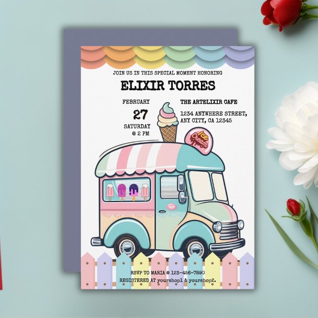Modern Ice Cream Truck Sprinkles Baby Shower Invitation (Creator Uploaded)