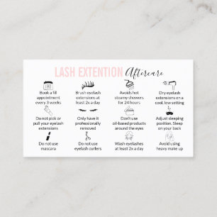 Modern Icon Lash Extension Aftercare Instructions Business Card