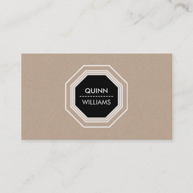MODERN ICON LOGO simple octogon geometric kraft Business Card (Front)
