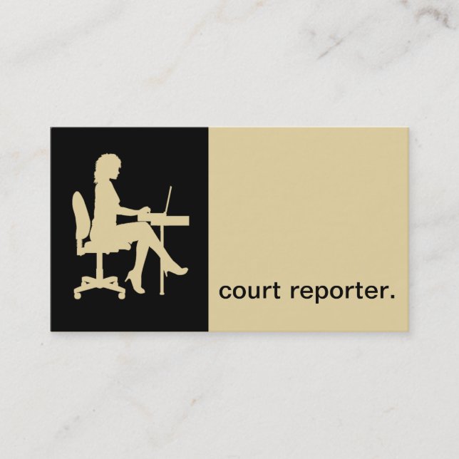 Modern Icon Silhouette court reporter | eggshell Business Card (Front)