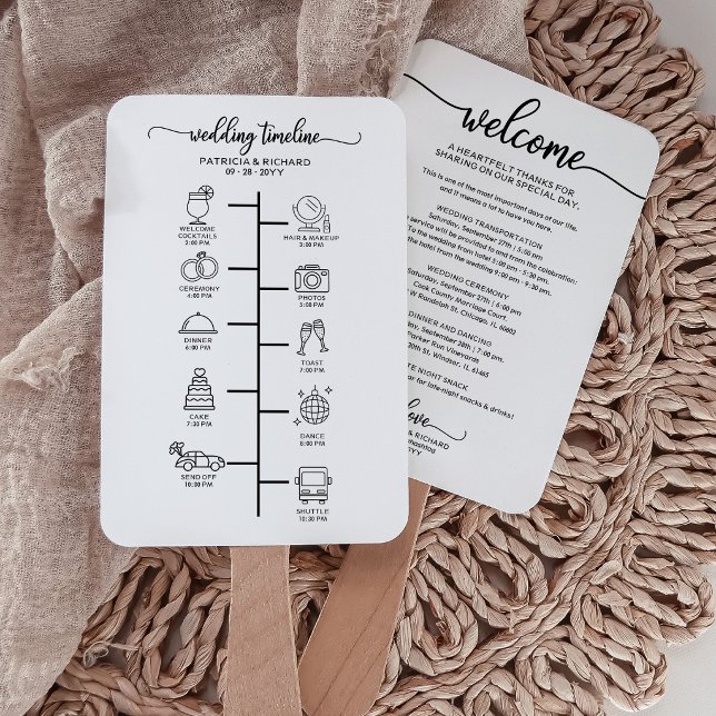 Modern Icon Wedding Program Hand Fan Itinerary (Creator Uploaded)