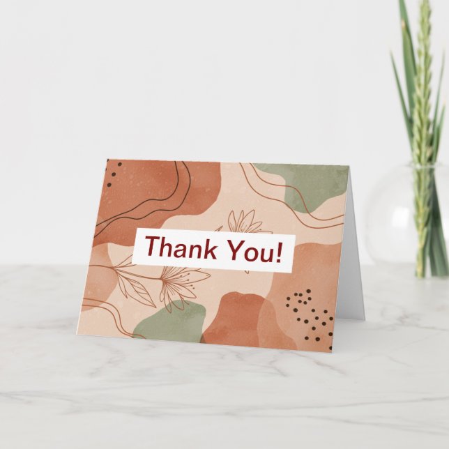 Modern Iconic Botanical Thank You Card | Boho Flor (Front)