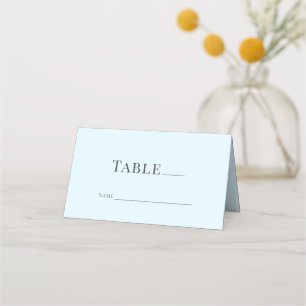 Modern Icy Blue Wedding Folded Place Card