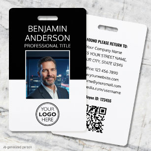 Modern ID Badge Employee Minimalist Black