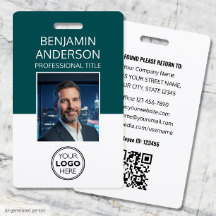 Modern ID Badge Employee Minimalist Green