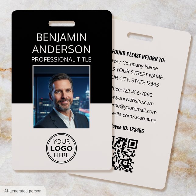 Modern ID Badge Employee Minimalist Off-white (Creator Uploaded)