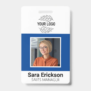 Modern ID Card Blue Business Employee QR Badge