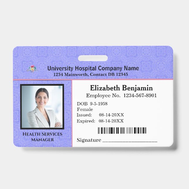 Modern ID Card Business Employee Bar Code Logo  Badge (Front)