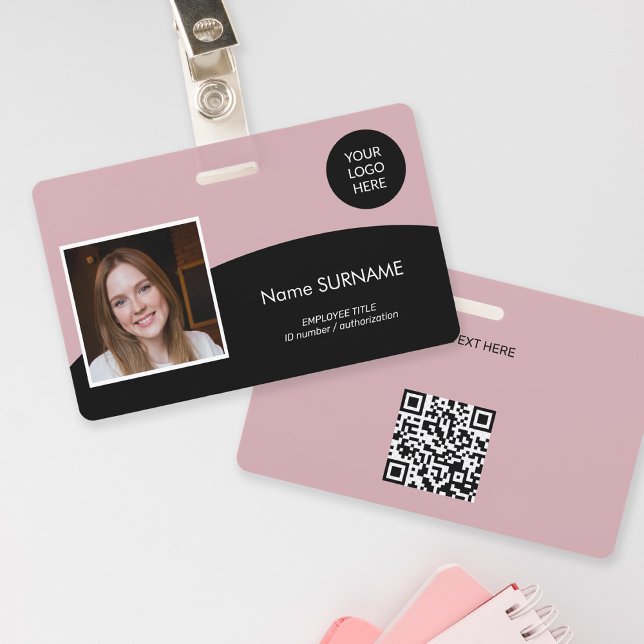 Modern ID card company logo photo QR code  Badge (Creator Uploaded)