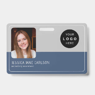 Modern ID card company logo photo QR employee Badge