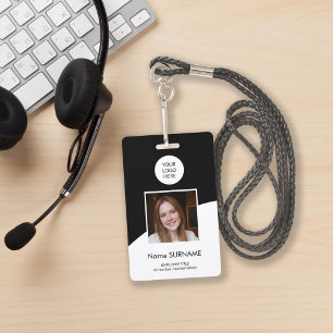 Modern ID card custom logo photo QR code black ID Badge