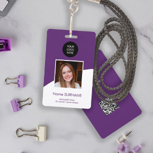 Modern ID card custom logo photo QR code  ID Badge