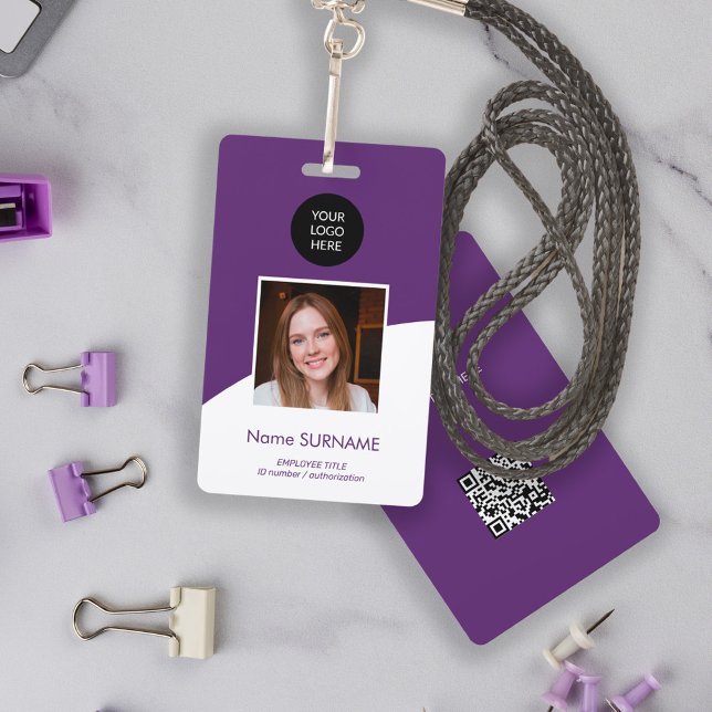 Modern ID card custom logo photo QR code  ID Badge (Creator Uploaded)