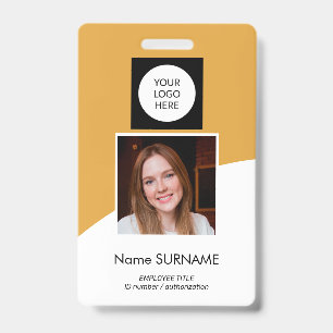 Modern ID card custom logo photo QR code yellow Badge