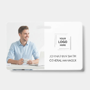 Modern ID Card Logo Photo Business Employee Badge