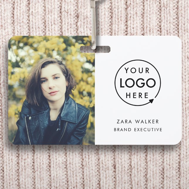 Modern ID Card | Logo Photo Business Employee Badge (Stylish photo company branded staff ID badges for business events & employee identification.)