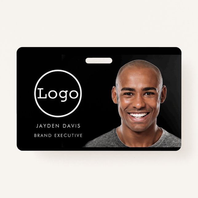Modern ID Card | Logo Photo Business Employee ID B ID Badge (Front)