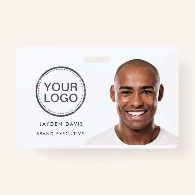 Modern ID Card | Logo Photo Business Employee ID B ID Badge (Front)