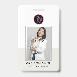 Modern ID Card | Minimalist Business Employee QR B Badge