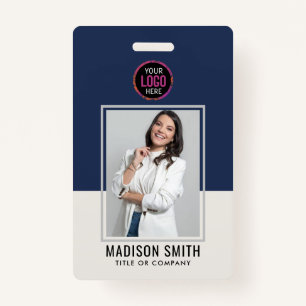 Modern ID Card Minimalist Business Employee QR B ID Badge