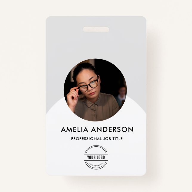 Modern ID Card | Minimalist Business Employee QR B ID Badge (Front)