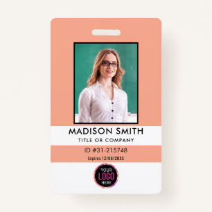Modern ID Card Minimalist Business Employee QR B ID Badge