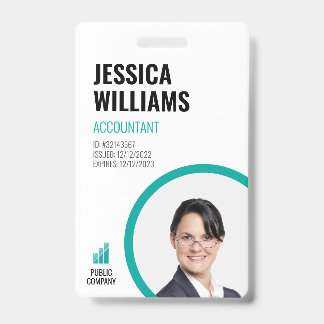 Modern ID Card Minimalist Green Staff Employee Badge