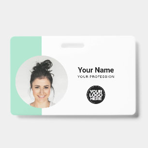 Modern ID Card Minimalist QR Round Photo Badge