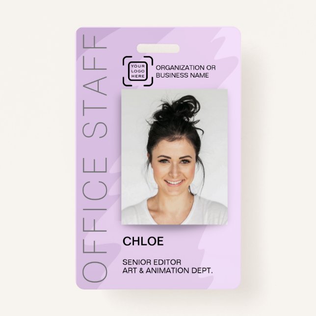 Modern ID Card Office Staff Employee Barcode Logo ID Badge (Front)