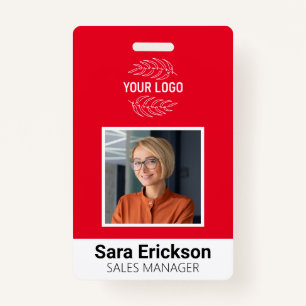 Modern ID Card Red Business Employee ID Badge