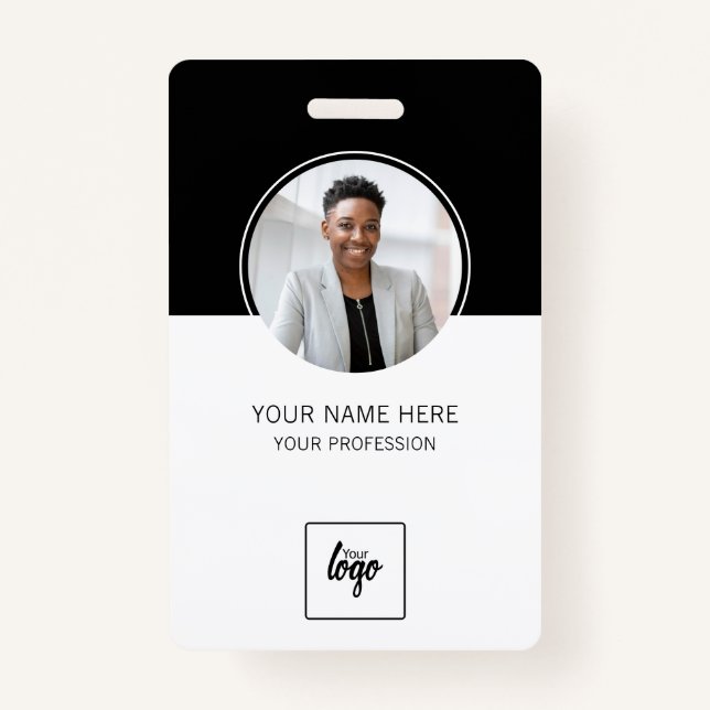 Modern ID Custom Logo Employee Photo Personalised ID Badge (Front)