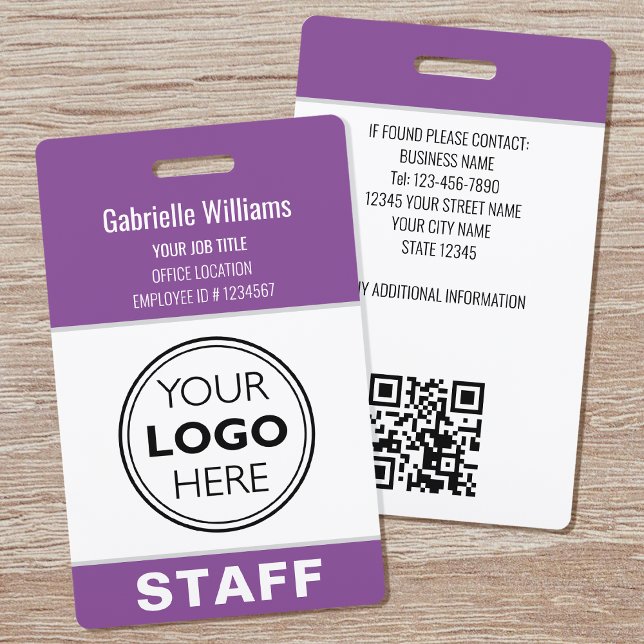 Modern ID Logo Security Staff Pass Purple Custom ID Badge (Creator Uploaded)