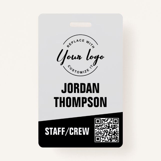 Modern ID Minimalist QR code Custom logo ID Badge (Front)