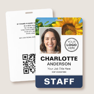 Modern ID Photo Business Employee Logo Navy Staff Badge