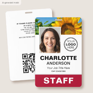 Modern ID Photo Business Employee Logo Red Staff Badge