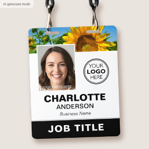 Modern ID Photo Business Logo QR Black Custom Badge