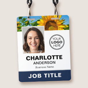 Modern ID Photo Business Logo QR Navy Custom Badge