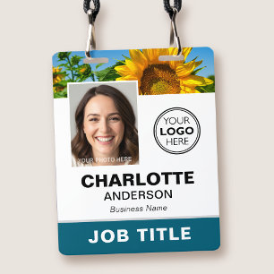 Modern ID Photo Business Logo QR Teal Custom Badge