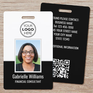 Modern ID Photo Business QR Security Black Badge ID Badge